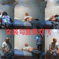 小妹一次过服务两个大叔，双飞两个都射