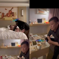 神叉约大叔去酒店帮他玩射，大叔累了