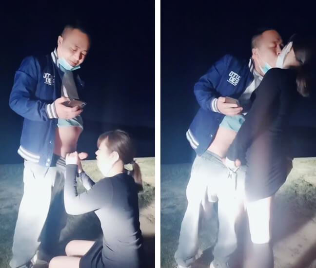 中年深夜开车野外打炮射超多精液