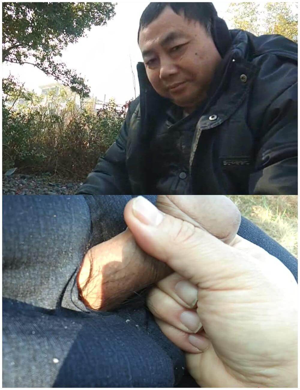 野外勾引黑胖大叔摸漂亮鸡巴