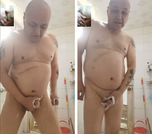 原创 坐办公室的纹身大叔 全程洗澡+撸射