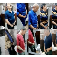 广场厕所偷拍老头们小便九