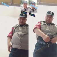 （原创）保安大叔穿着制服激情有射大肚腩