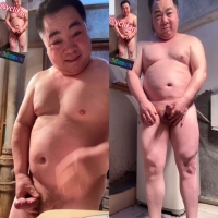 （原创）好粉嫩可爱的胖大叔激情有射