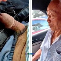 变装男车内玩瘦老爷爷翻盖鸡（12）