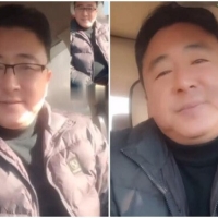 阳光型眼镜胖叔在车上飞机射