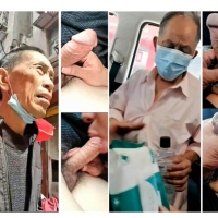 勾引两大鸟老头车上玩射