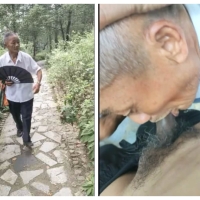 公园山林捕获一直瘦小老人