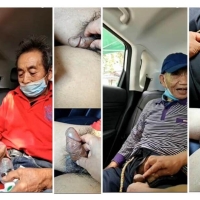 大叔忽悠两老头车上撸