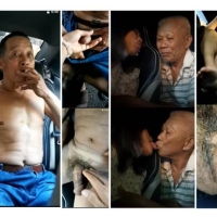 把两个老头搞上车玩