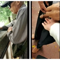 河边强摸吃戴墨镜瘦老白毛鸡（下午）