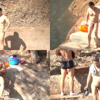 裸泳圣地偷拍系列第14集：抓拍到有点肌肉感的中年叔