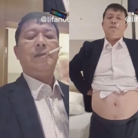 （原创）抽烟的西装拽叔，好肥美的屁股，激情有射