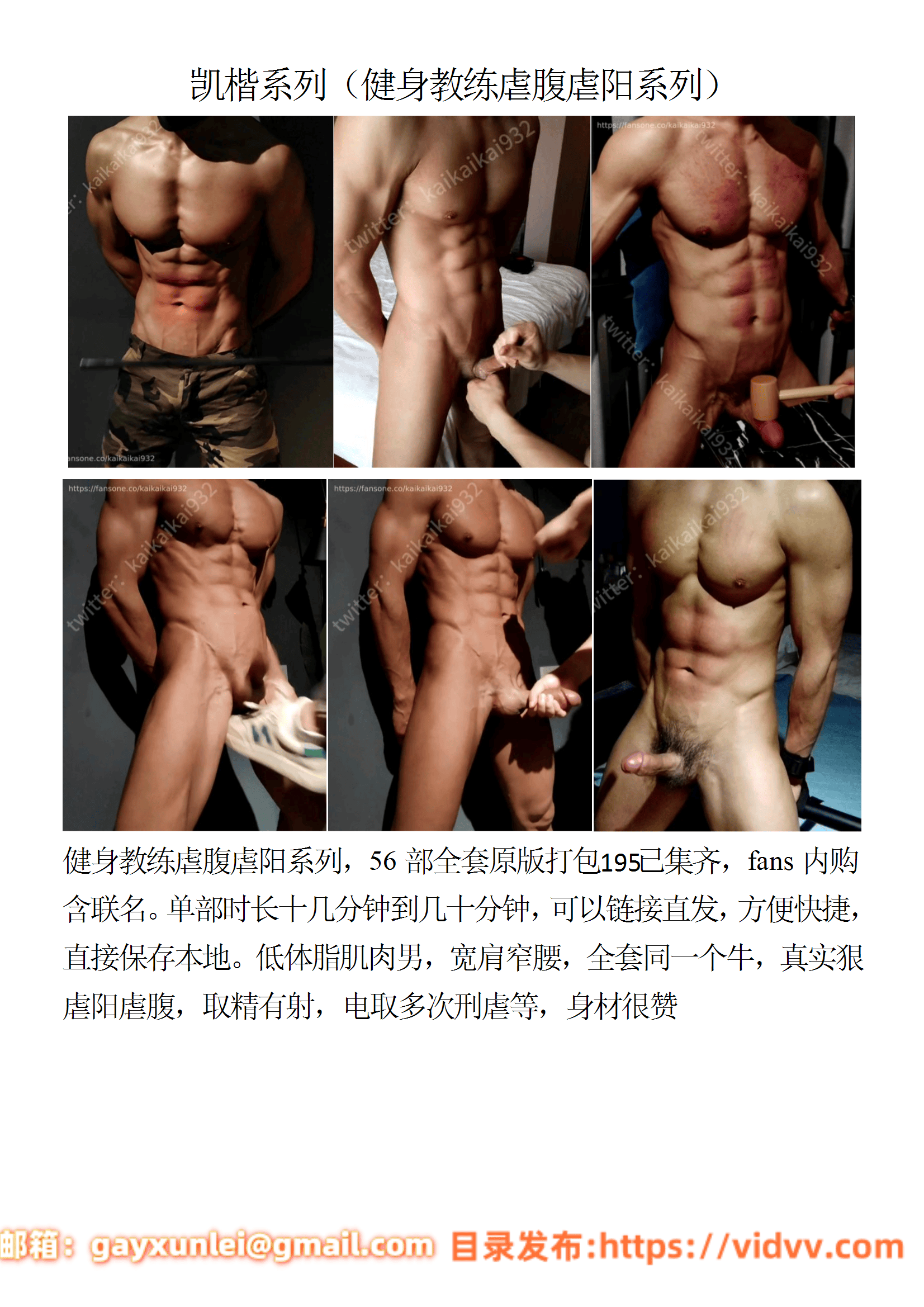 QJ181-凯楷系列-健身教练虐腹虐阳系列【$195】【部数：56部】